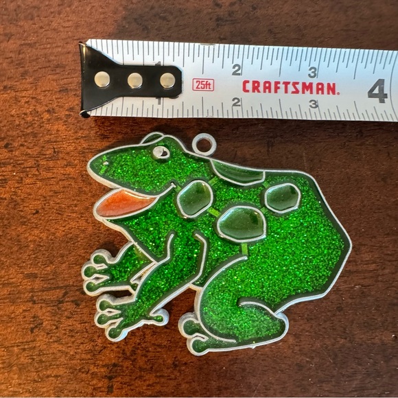 Vintage FROG WITH GREEN SPOTS Stained Glass Window Sun Catchers - Picture 2 of 5